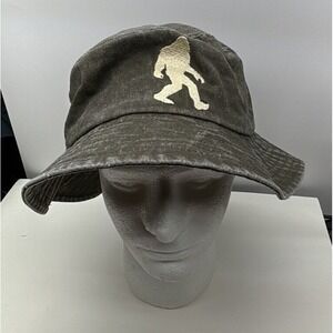 Jacobson Distressed Olive Green Bucket Hat With Bigfoot Embroidery